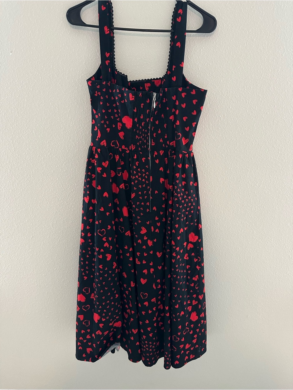 Black and Red Heart Print Square-Neck Midi Dress - Picture 8 of 11
